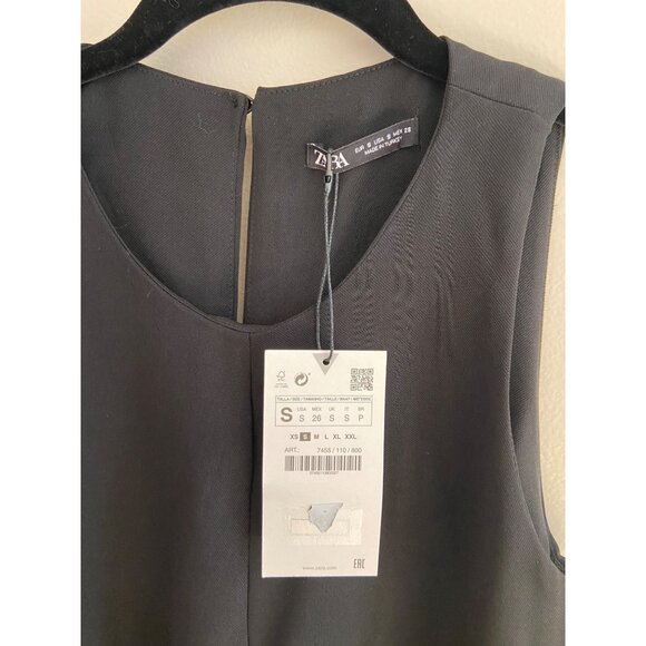 Zara NWT Minimalist Mini Sleeveless Shift Little Black Dress Size Small - Picture 4 of 10